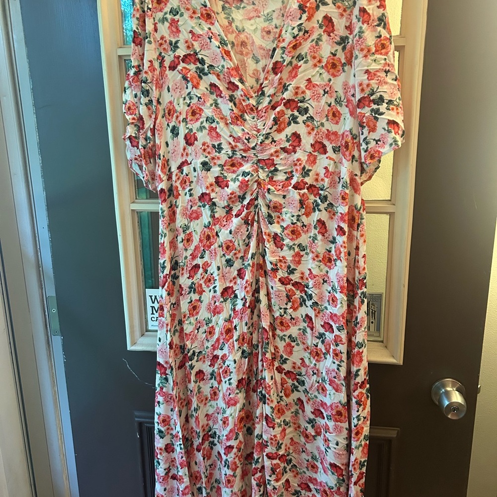 Old Navy Floral Red and White Maxi Dress